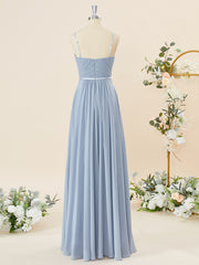 A-line Chiffon V-neck Pleated Floor-Length Bridesmaid Dress