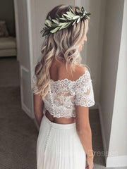 A-Line/Princess Off-the-Shoulder Floor-Length Tulle Wedding Dresses