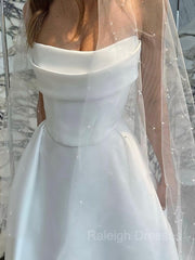 A-LINE/Princesa Sweing Sweing Train Vestidos de novia de satén con hendidura de piernas