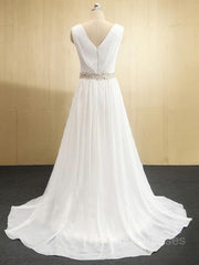 A-line/Princess Vine-Sweep Train Chiffon Wedding Dresses con fessura delle gambe