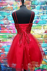 A Line V Neck Short Dark Red Lace Prom Dresses, Short Dark Red Lace Formal Homecoming Dresses
