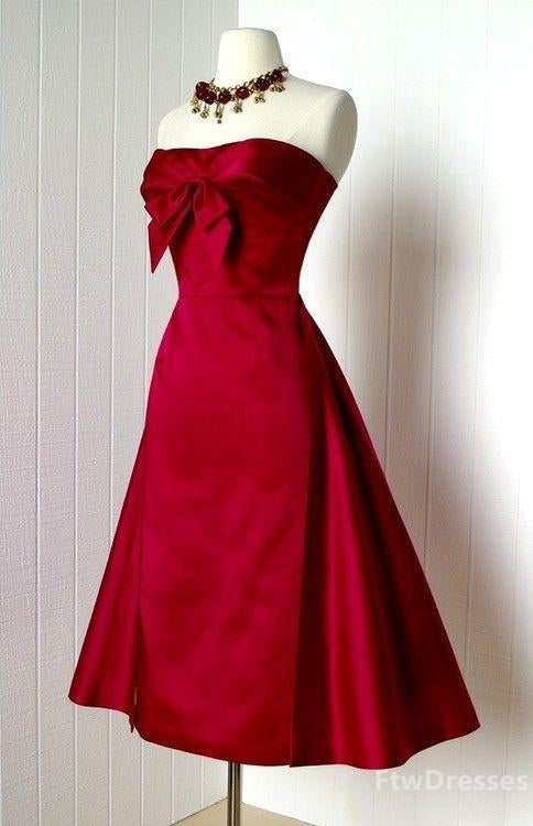 red short prom dress strapless evening dress sexy formal dress