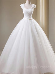 Ball Gown Sweetheart Floor-Length Tulle Wedding Dresses With Beading