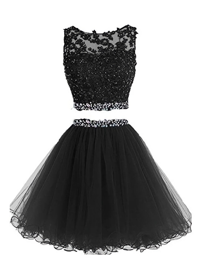 Black Two Piece Tulle Homecoming Dress, Lovely Party Dress