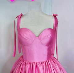 Bow Straps Hot Pink A-line Short Princess Dress