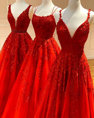 Elegant Red Long Prom Dress, Evening Formal Dress