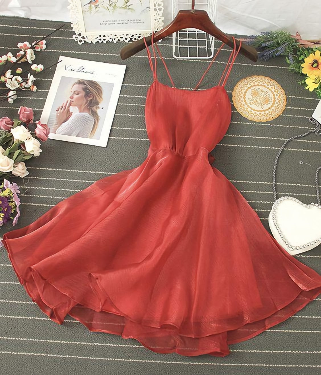 Cute Tulle Backless Short Dress, Mini Homecoming Dress