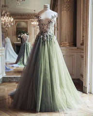Green Tulle Long Formal Dress, Party Dress, Prom Dress