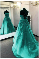 Elegant Tulle And Lace Prom Dress, With Appliques