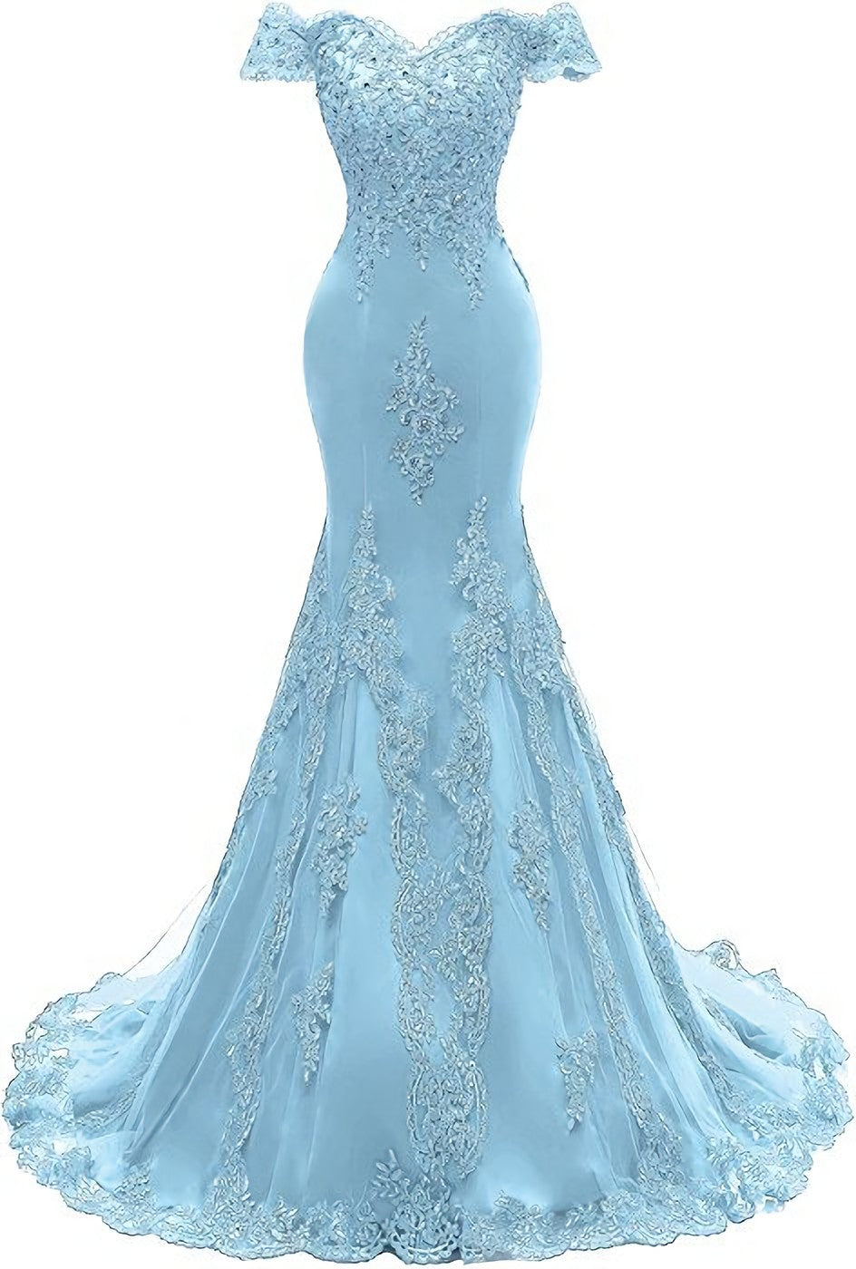 Womens V Neckline Mermaid Lace Long Prom Gown