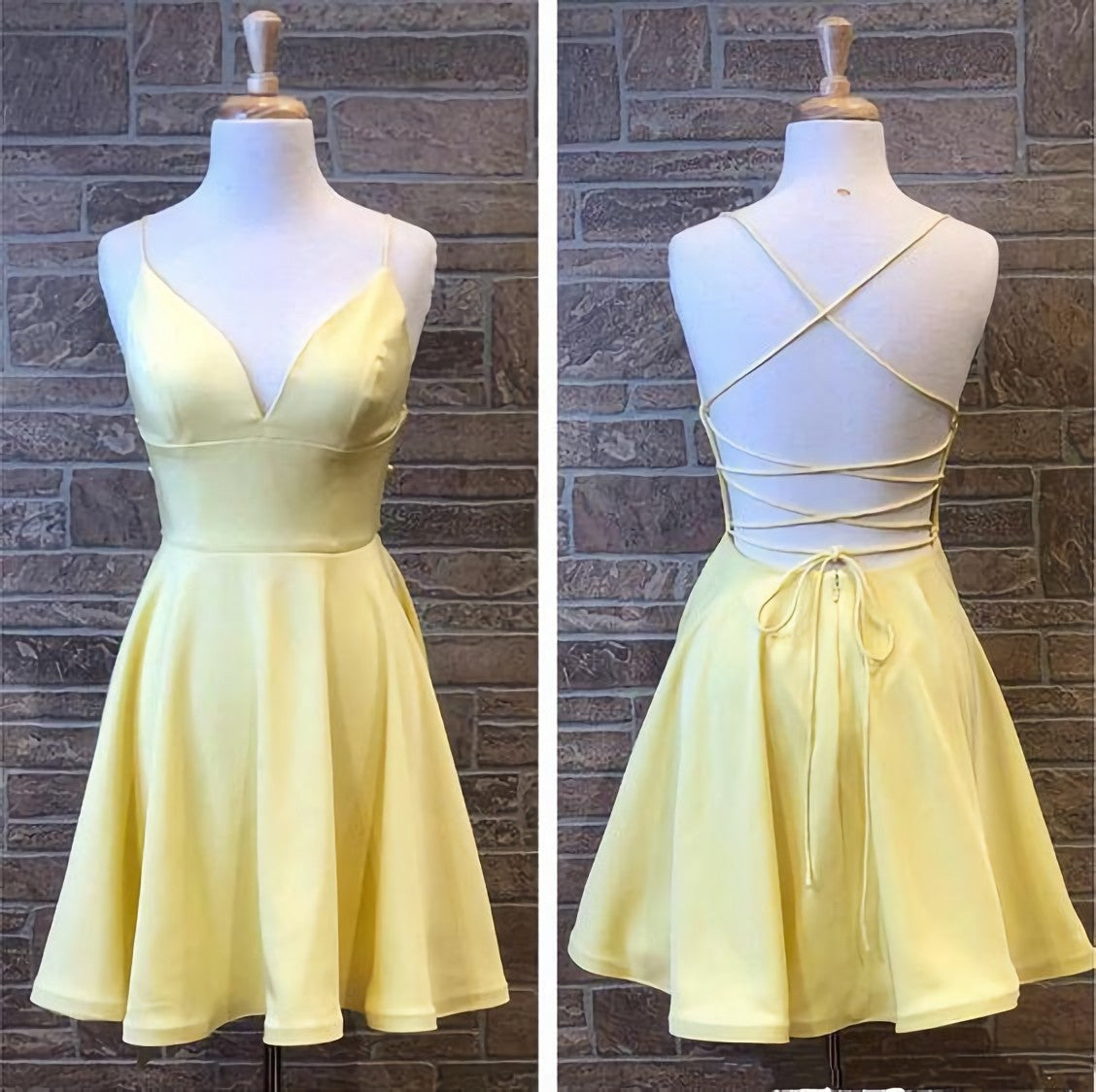 Yellow Short Homecoming Party Dress