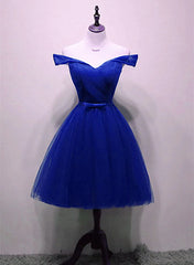 Cute Royal Blue Tulle Simple Party Dress , Lovely Formal Dress, Blue Homecoming Dresses
