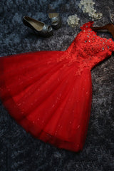Cute Tulle Short A-Line Prom Dress, Off the Shoulder Homecoming Party Dress