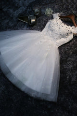 Cute Tulle Short A-Line Prom Dress, Off the Shoulder Homecoming Party Dress