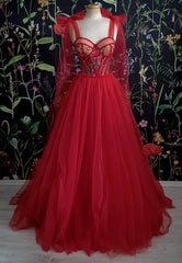 Gorgeous Red Long Evening Dress, Prom Dresses
