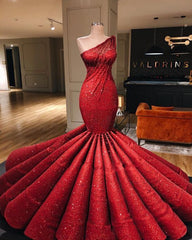 stunning red mermaid formal prom evening dress