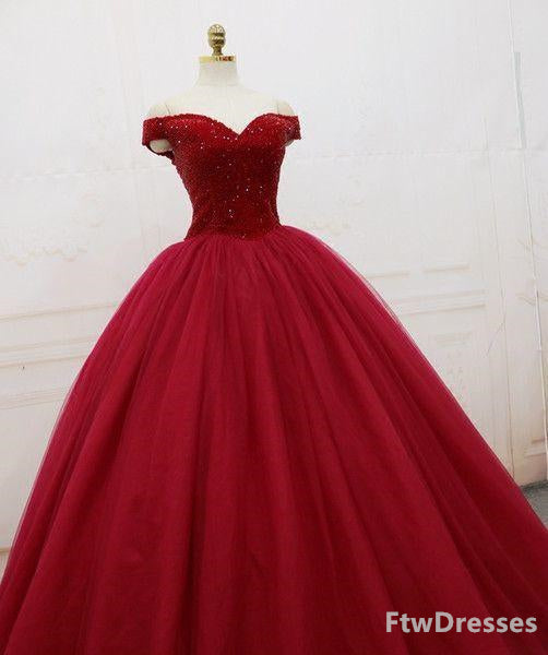 sparkling quinceanera dresses ball gown dark red evening dress lace up back pleats tulle sweep train quinceanera dresses