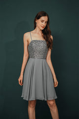 Short A-line Strapless Strapleded Chiffon Homecoming Dresses
