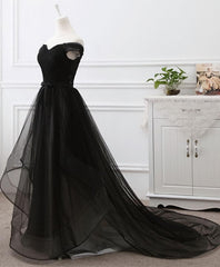 Black Tulle Long Prom Dress, Black Evening Gdress