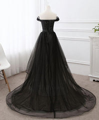 Black Tulle Long Prom Dress, Black Evening Gdress