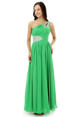 Sizry -ul verde cu un umăr cu rochii de domnișoară de onoare de cristal