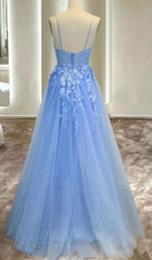 Light Blue Girls Formal Dress A line Long Party Prom Dresses