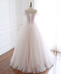 Light Pink Tulle Long Prom Dress Pink Tulle Formal Graduation Dresses