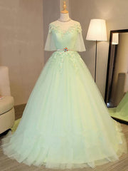 Lovely Green Tulle Long Formal Dress Party Dresses, Green Evening Gown Prom Dress