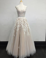 Modest Prom Dresses Tulle Cap Sleeves Lace Embroidery