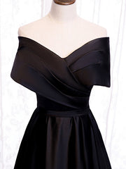 Off the Shoulder Black Long Prom Dresses, Black Off Shoulder Formal Evening Dresses