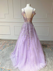 Off the Shoulder Long Purple Prom Dresses, Off Shoulder Purple Lace Formal Evening Dresses