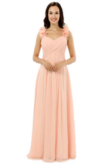 Pink Chiffon Halter Backless With Pleats Bridesmaid Dresses