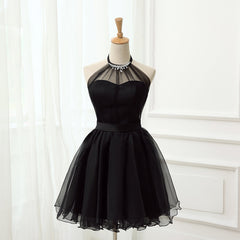 Cute Little Black Short Halter Short 2024 Prom Dresses