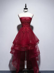 High Quality Wine Red High Low Lace Women Homecoming Dresses