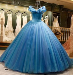 Off The Shoulder Tulle Sweep Train Ball Gown