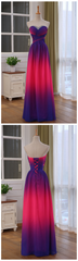 Unique Gradient Chiffon Beaded Long A-line Floor Length Prom Dresses