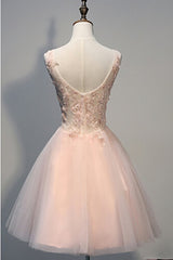 Blush Pink V Neck Applique Short Top Selling 2024 Homecoming Dresses
