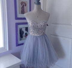 Sweetheart Tulle Boaded Short Sweet 16 Homecoming Dresses