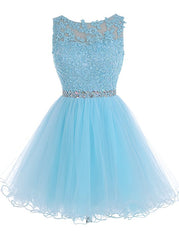 Lace Blue Fitted Short Cute Sweet 16 For Teens Homecoming Dresses