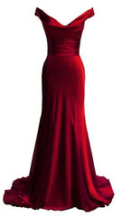 red mermaid off shoulder navy blue prom dresses mermaid satin backless charming formal evening gowns 2024 party dress