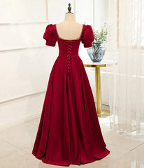 Red Puff Sleeve Prom Dress / Red Bridesmaid Dress / Victorian Dress