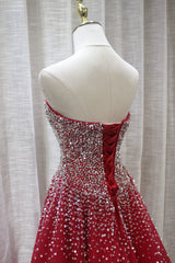 Red Sparkle Prom Dress , Handmade Charming Formal Gown, Prom Dress