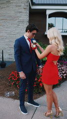 Red Strapless Tight Homecoming Dress,22th Birthday Party Dress