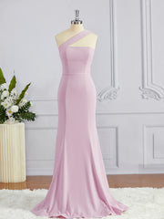 Sheath/Column One-Shoulder Floor-Length Stretch Crepe Bridesmaid Dresses