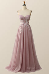 Sweetheart Blush Pink 3D Floral Formal Dress