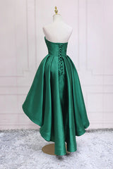 Sweetheart Neck Green High Low Prom Dresses, Green High Low Graduation Homecoming Dresses