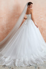 Weißes Ballkleid Tüll Spitzen Applikationen Schatz Pailletten Brautkleider Brautkleider