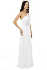 Alb rochii de domnișoară de onoare albă cu un umăr