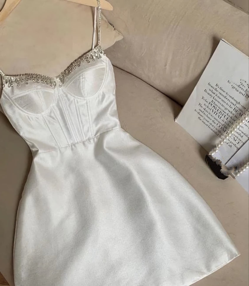 White Short Homecoming Dress Party Dresses